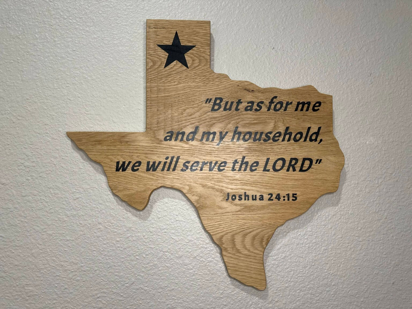 Texas Shape Wall Art – Wooden Cutout with the Bible scripture – Black Text