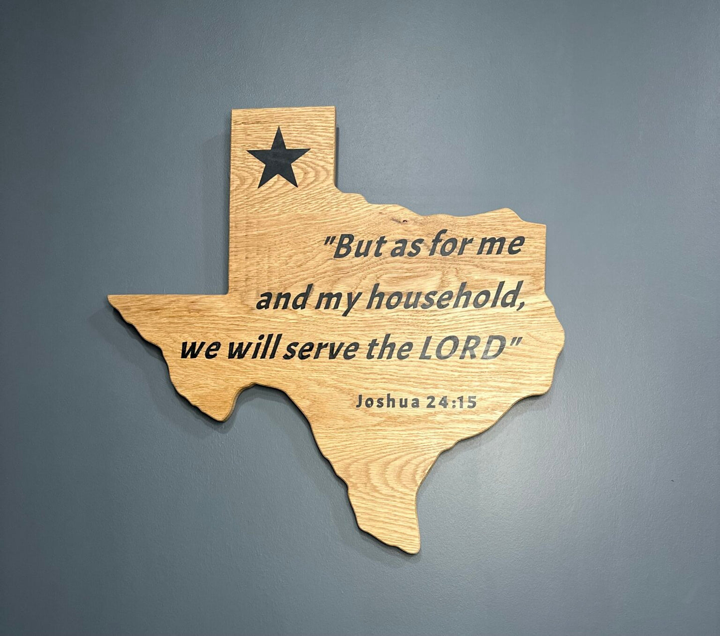 Texas Shape Wall Art – Wooden Cutout with the Bible scripture – Black Text