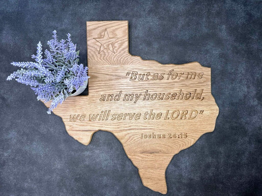 Texas Shape Wall Art – Wooden Cutout with the Bible scripture – Plain