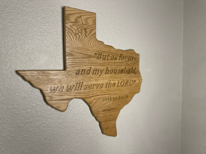 Texas Shape Wall Art – Wooden Cutout with the Bible scripture – Plain