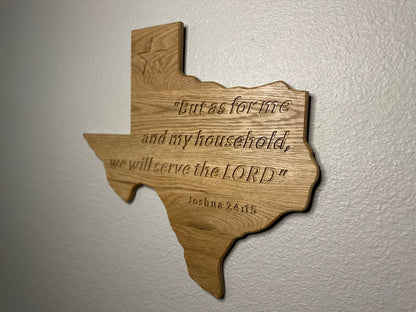 Texas Shape Wall Art – Wooden Cutout with the Bible scripture – Plain