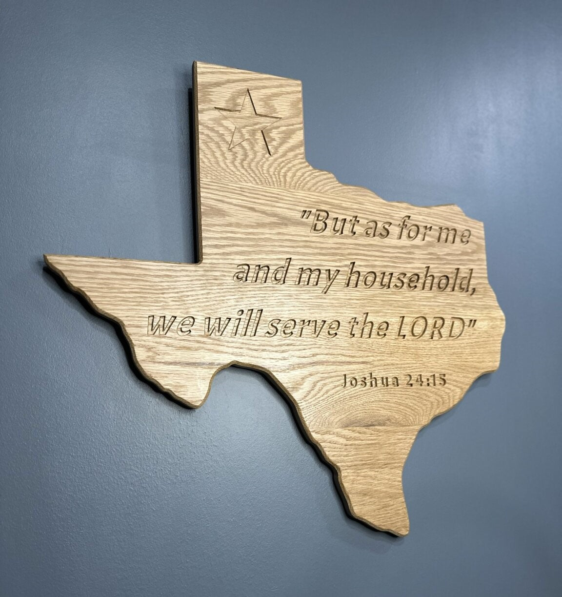 Texas Shape Wall Art – Wooden Cutout with the Bible scripture – Plain