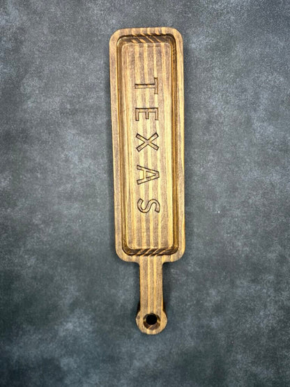 12-in Natural Decorative Wooden Platter Texas sign Serving Paddle Tray With Handle