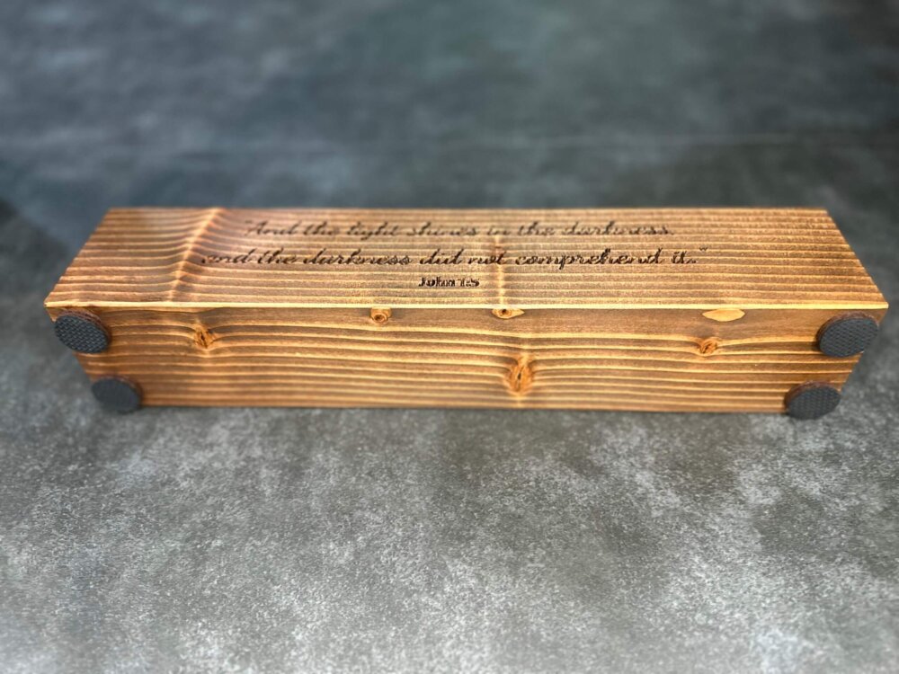 4-Candle Wooden Holder with Filled Glass Votive Candles - 16" Long