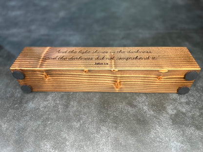 4-Candle Wooden Holder with Filled Glass Votive Candles - 16" Long