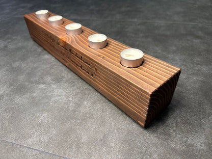 Wooden Candle Holder for 5 Votive Candles (1.5" wide holes) - Long (20 1/8" long)