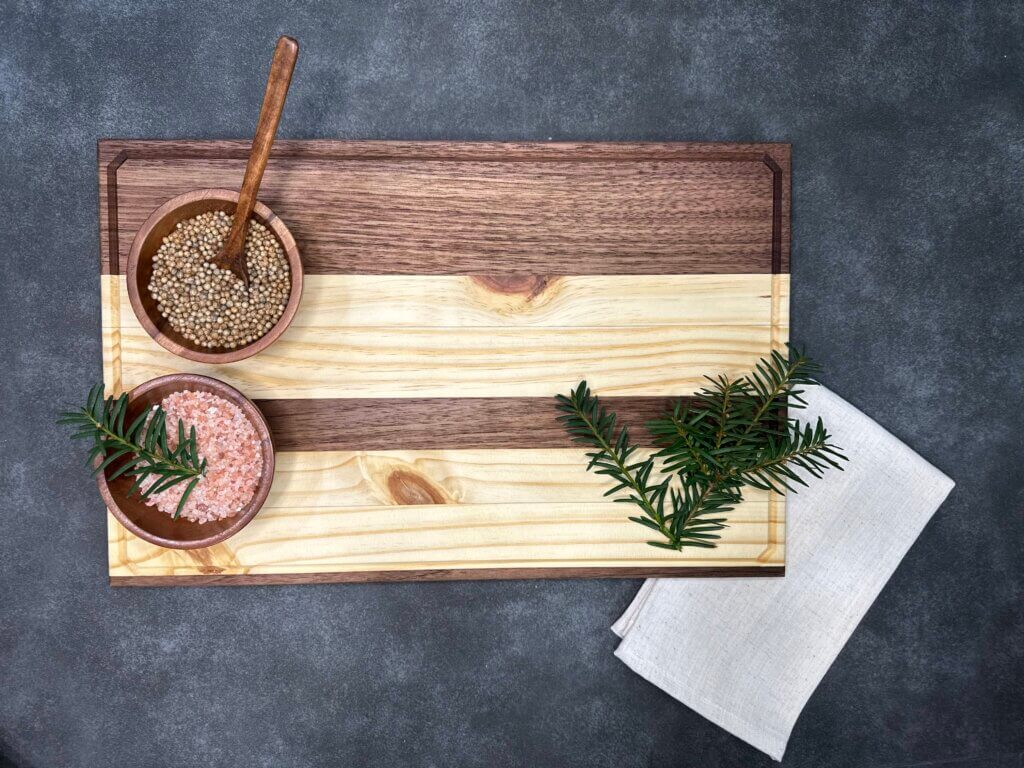 Wooden (Walnut and Pine) Chopping Block - 17 3/4" x 11 1/2" x 3/4" Wood Cutting Board