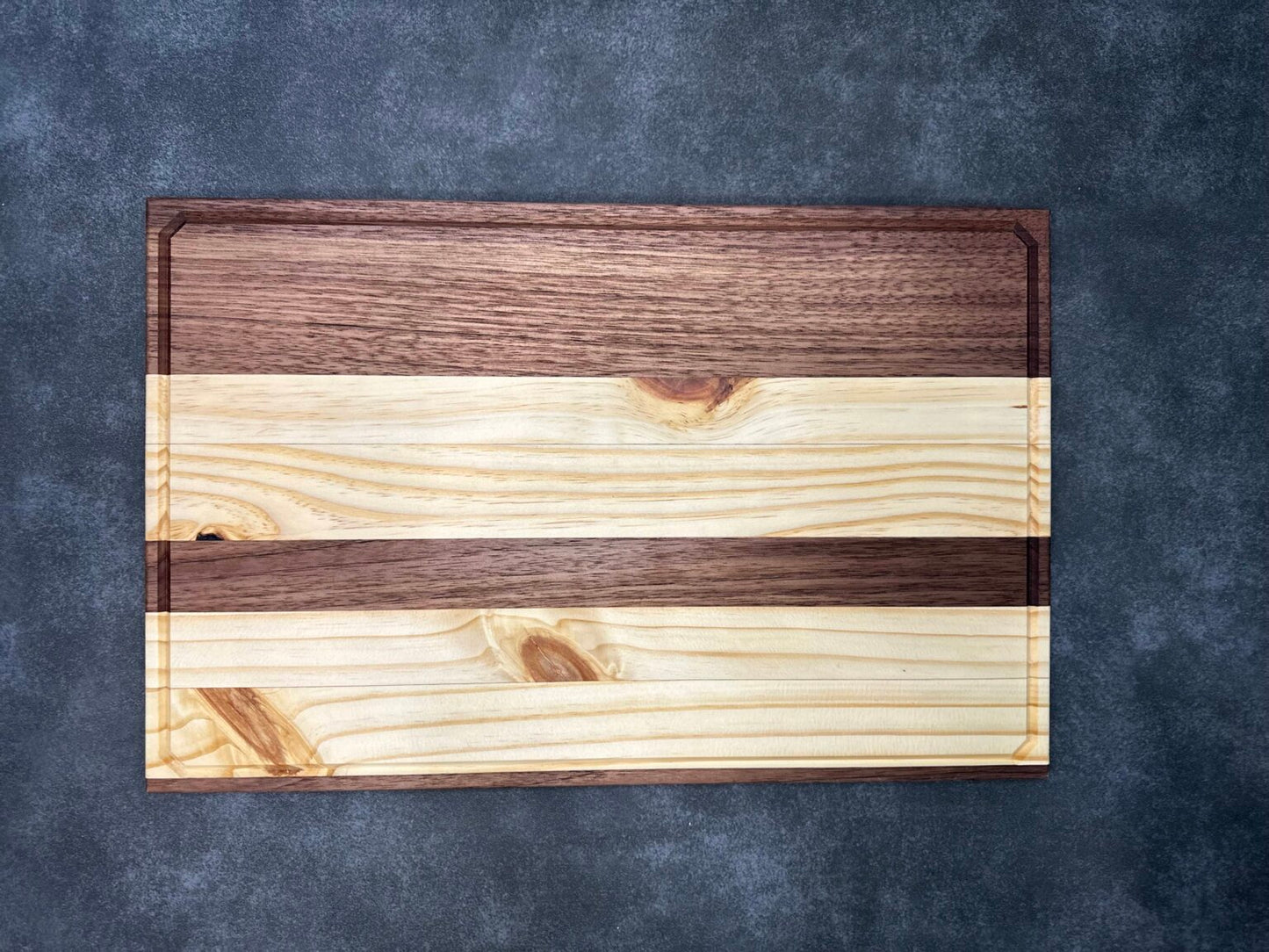 Wooden (Walnut and Pine) Chopping Block - 17 3/4" x 11 1/2" x 3/4" Wood Cutting Board
