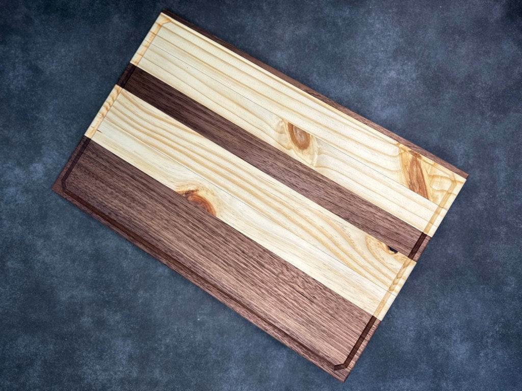 Wooden (Walnut and Pine) Chopping Block - 17 3/4" x 11 1/2" x 3/4" Wood Cutting Board