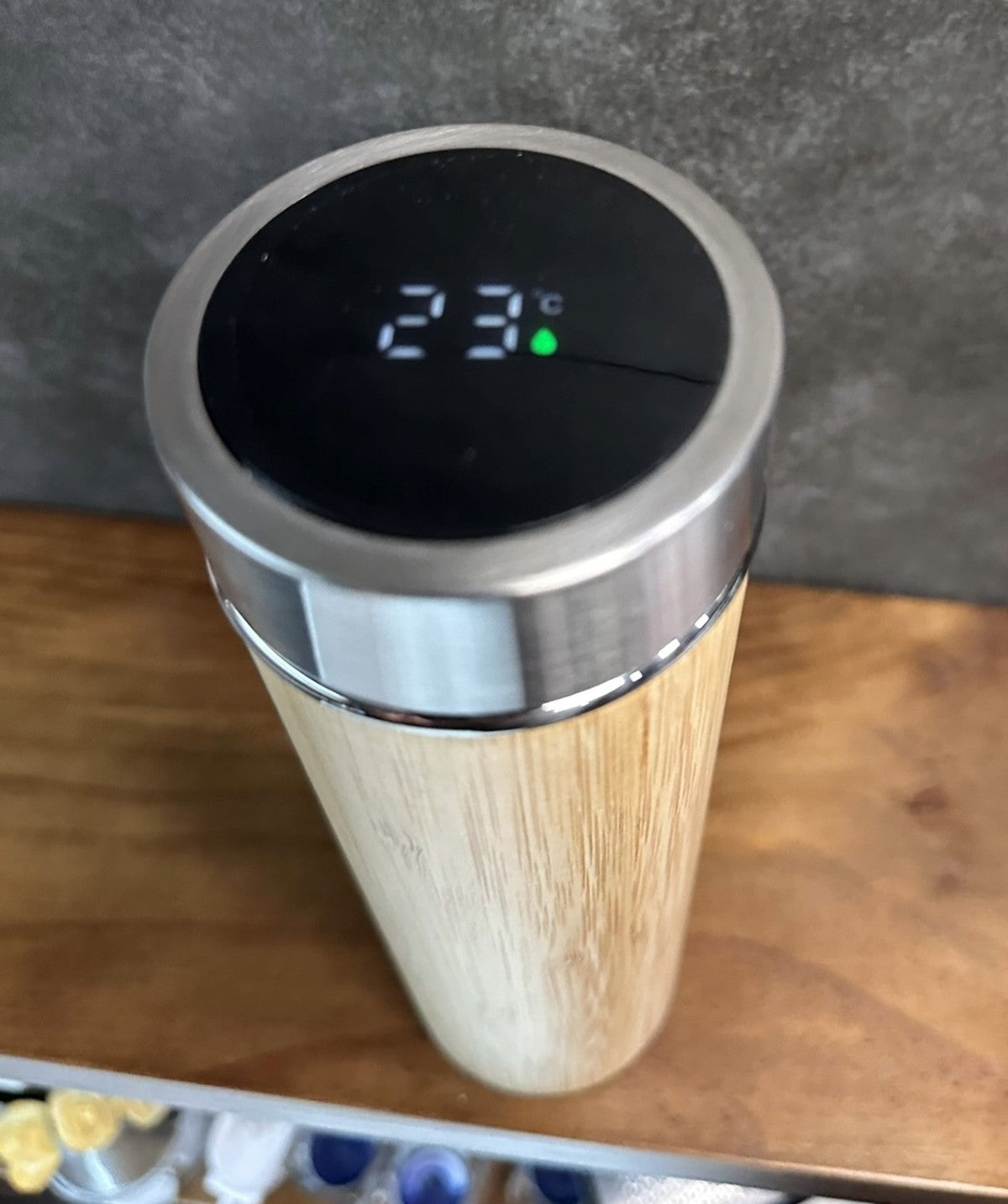 16oz/500ml Eco-Friendly smart Bamboo Stainless Steel Tea Infuser Bottle with Temperature Display (Celsius only) and tea filter