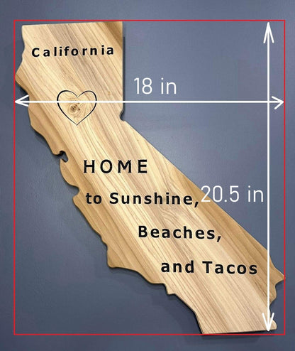 California State Wooden Wall Art cut off sign - Poplar Wood | Home to Sunshine, Beaches, and Tacos