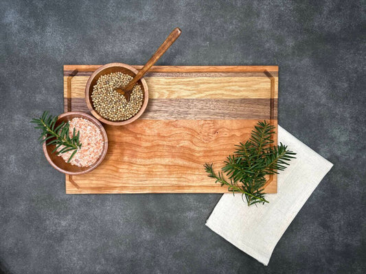 9 1/8" x 15" x 3/4" Premium Cherry, White Oak, and Walnut Cutting Board, Chopping Block