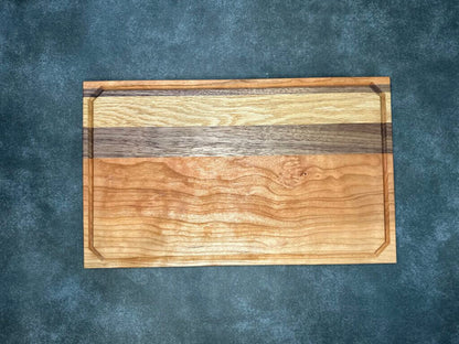 9 1/8" x 15" x 3/4" Premium Cherry, White Oak, and Walnut Cutting Board, Chopping Block