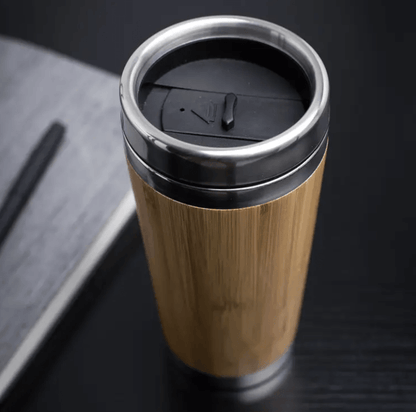 16oz/500ml Eco-Friendly Bamboo Stainless Steel Coffee/tea Tumbler, water bottle, Thermal cup