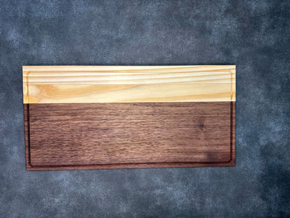 Wooden (Walnut and Pine) Chopping Block - 18 3/4" x 9 1/8" x 1" Wood Cutting Board