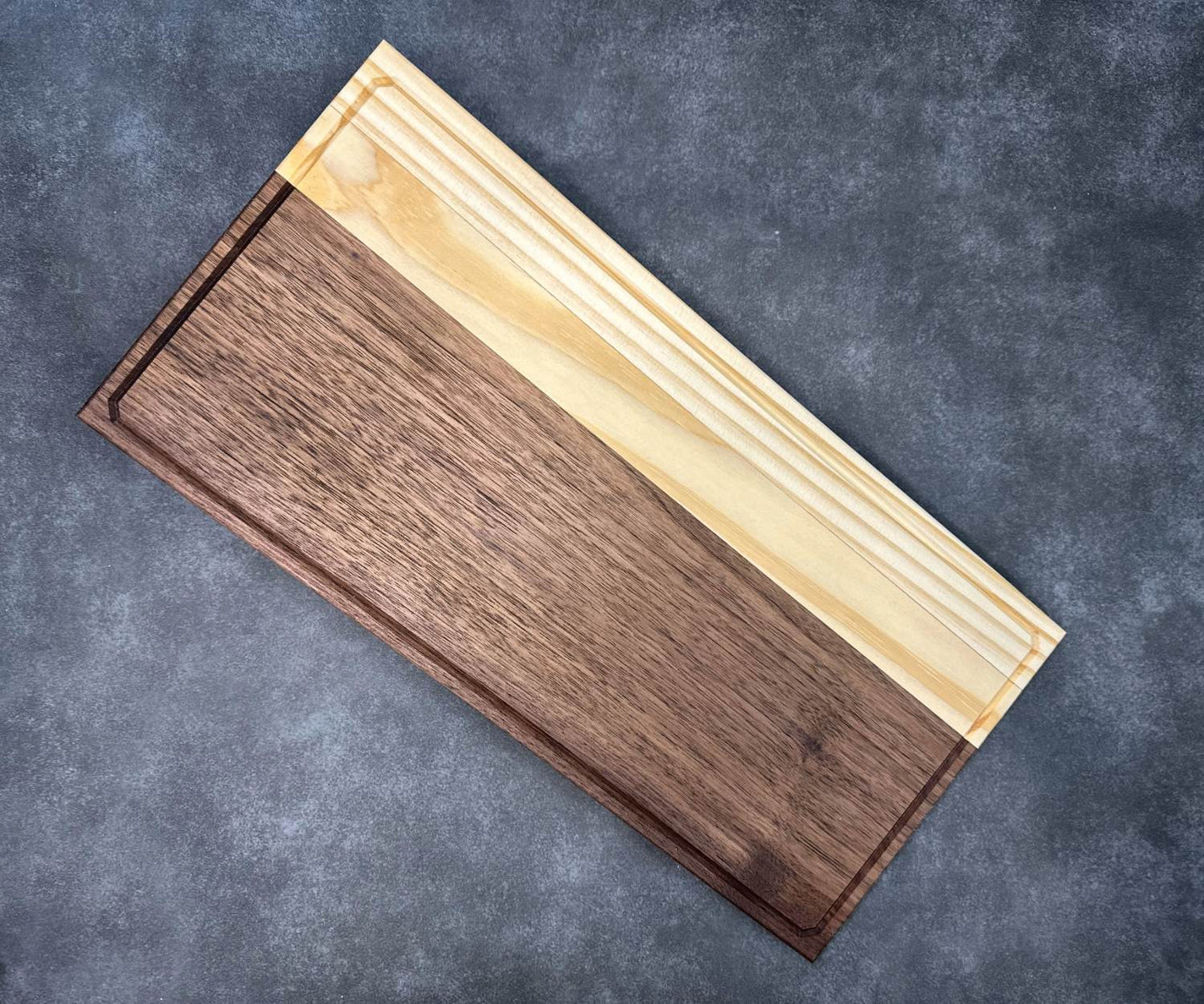 Wooden (Walnut and Pine) Chopping Block - 18 3/4" x 9 1/8" x 1" Wood Cutting Board
