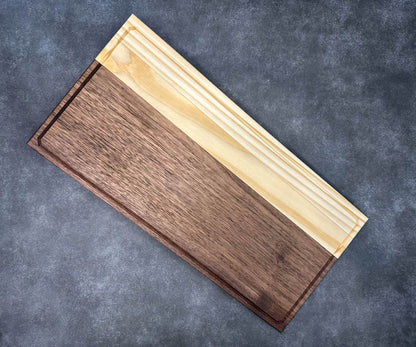 Wooden (Walnut and Pine) Chopping Block - 18 3/4" x 9 1/8" x 1" Wood Cutting Board