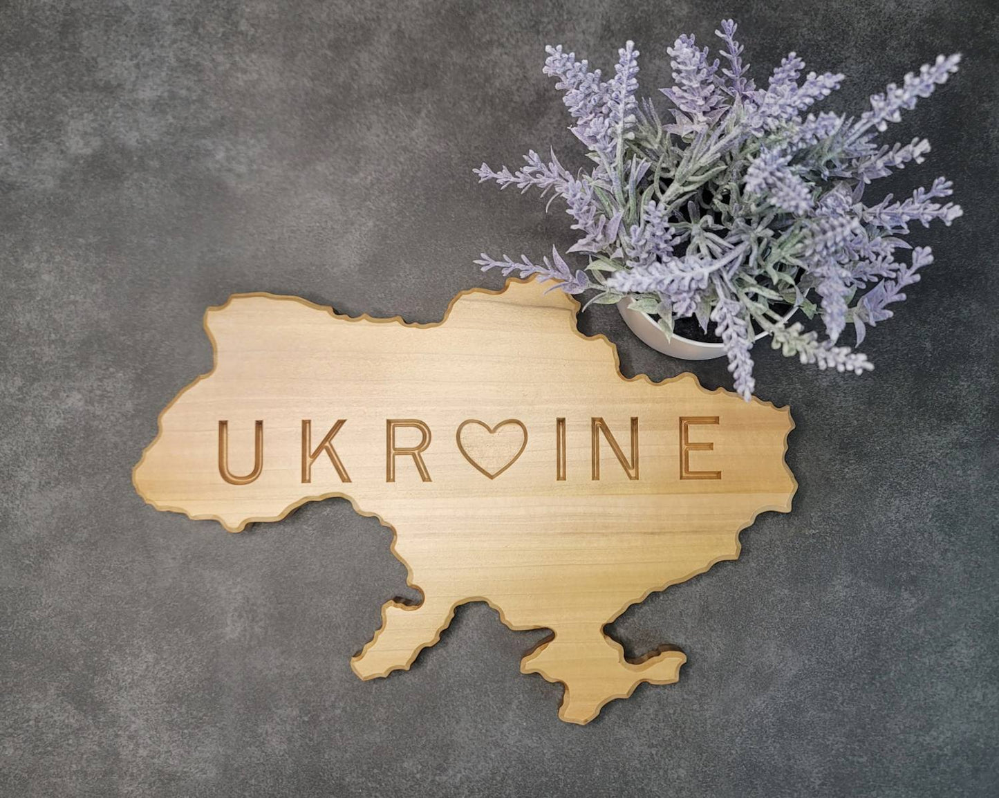 Small 14''x9.5'' - Ukraine Country Shape Wooden Wall Art – Handcrafted Poplar Wood Décor with Customizable Engraving