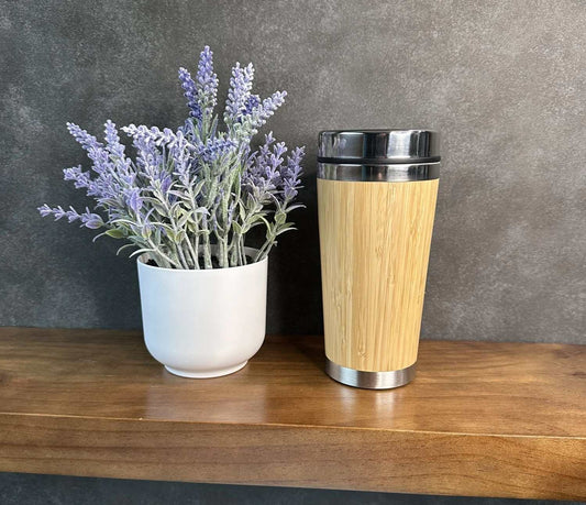 16oz/500ml Eco-Friendly Bamboo Stainless Steel Coffee/tea Tumbler, water bottle, Thermal cup