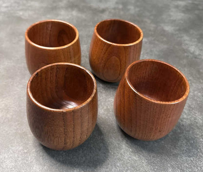 Small Eco-Friendly Round Wooden Cup Set - 4 Mugs