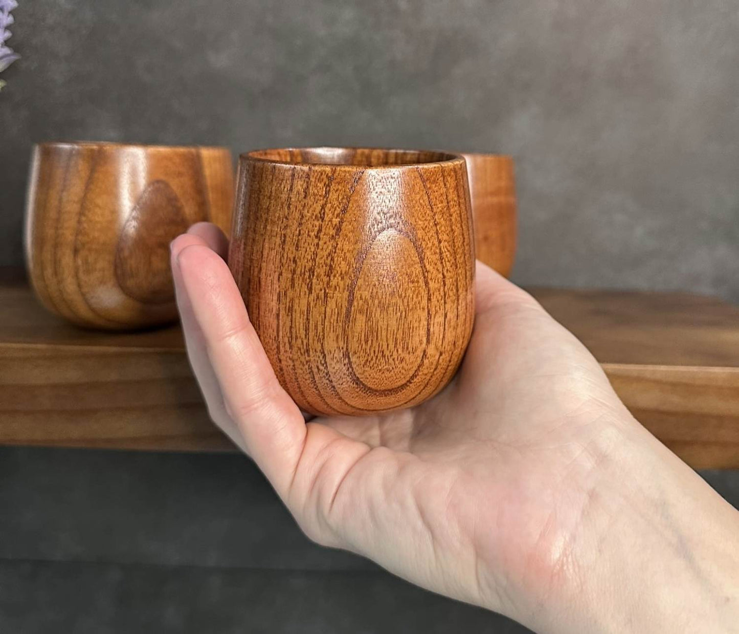 Small Eco-Friendly Round Wooden Cup Set - 4 Mugs