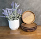Eco-Friendly Small, 5-in Japanese Style Natural Wooden Fruit, Desert Plate Round - 4 plates in a package