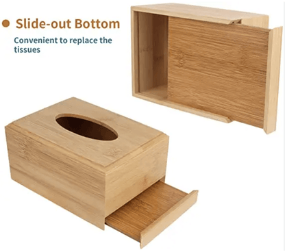 Eco-Friendly Rectangular Bamboo Tissue Box Cover