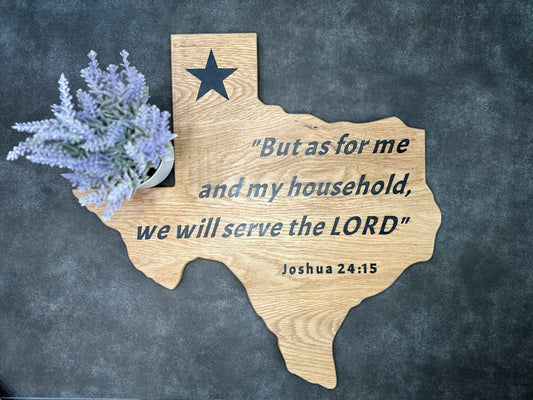 Texas Shape Wall Art – Wooden Cutout with the Bible scripture – Black Text