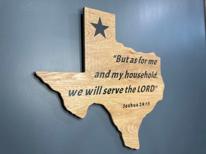 Texas Shape Wall Art – Wooden Cutout with the Bible scripture – Black Text