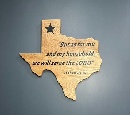 Texas Shape Wall Art – Wooden Cutout with the Bible scripture – Black Text