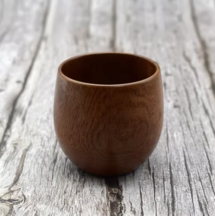 Small Eco-Friendly Round Wooden Cup Set - 4 Mugs
