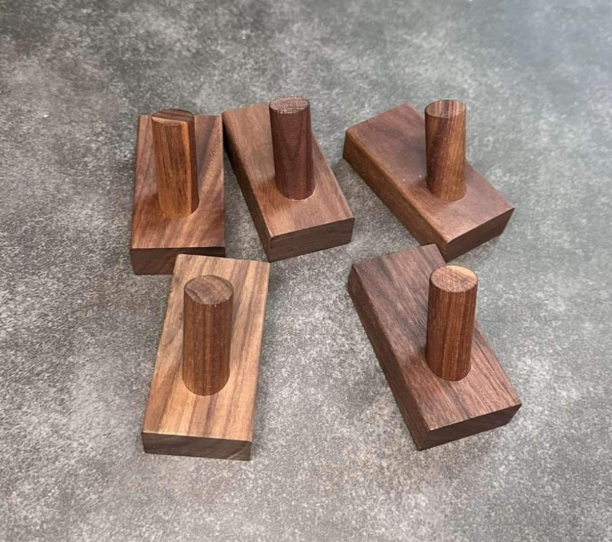 Natural black walnut wall hook high quality coat hat storage coat rack (5 pc in package)
