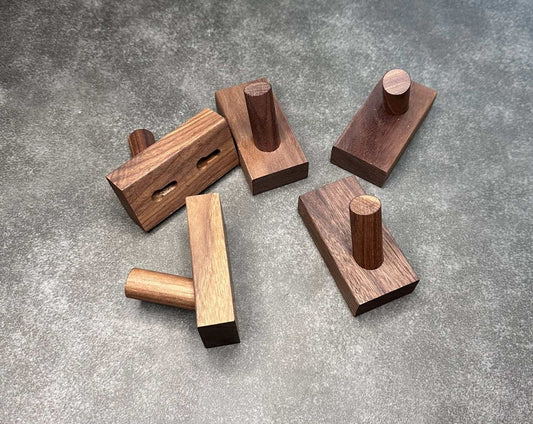 Natural black walnut wall hook high quality coat hat storage coat rack (5 pc in package)