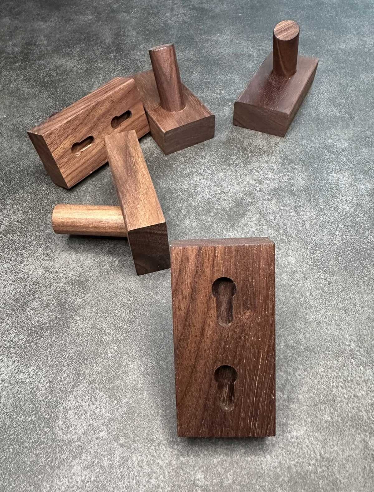 Natural black walnut wall hook high quality coat hat storage coat rack (5 pc in package)