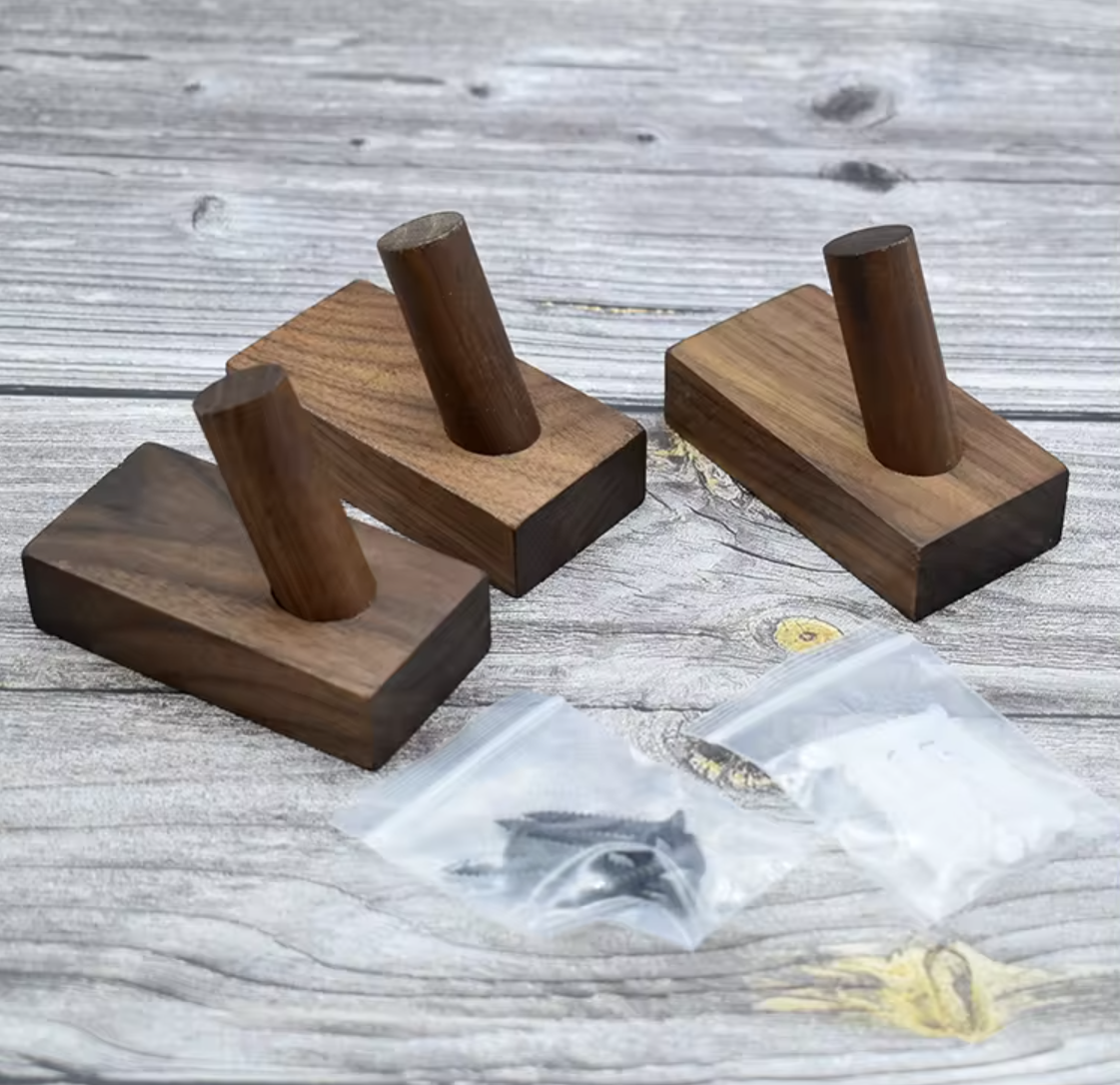 Natural black walnut wall hook high quality coat hat storage coat rack (5 pc in package)
